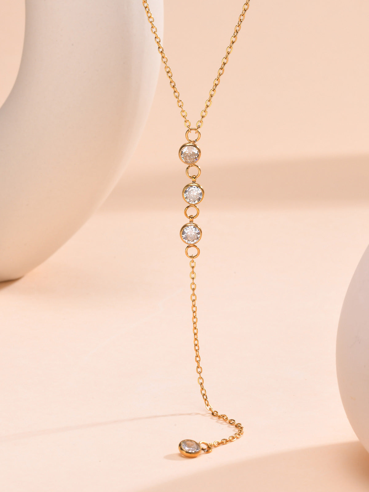 Rhinestone Lariat Damla Kolye THESVELTECHIC