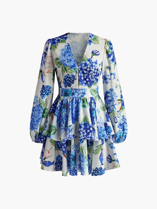 Grape Printed Ruffle Corset Dress Siaora
