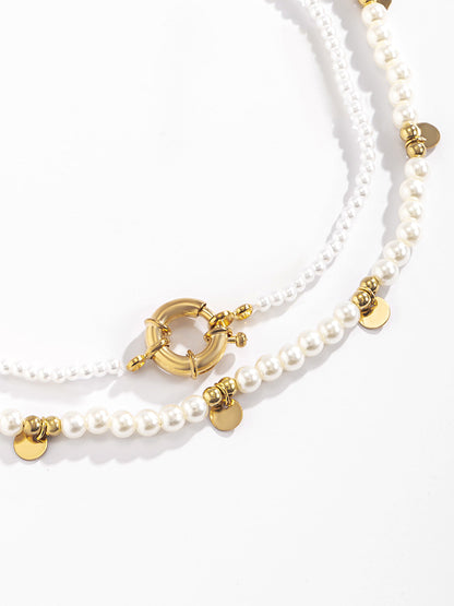 2 Adet İnci Boncuklu Altın Halka Kolye THESVELTECHIC