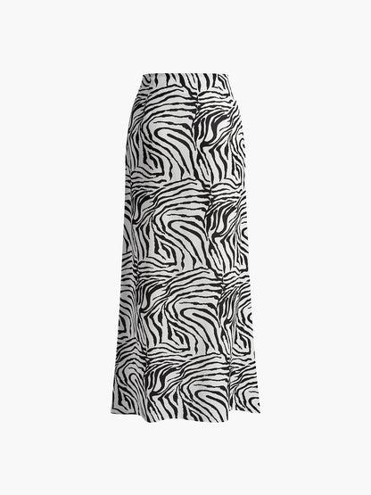 Zebra Desenli Maxi Etek Shine Aura