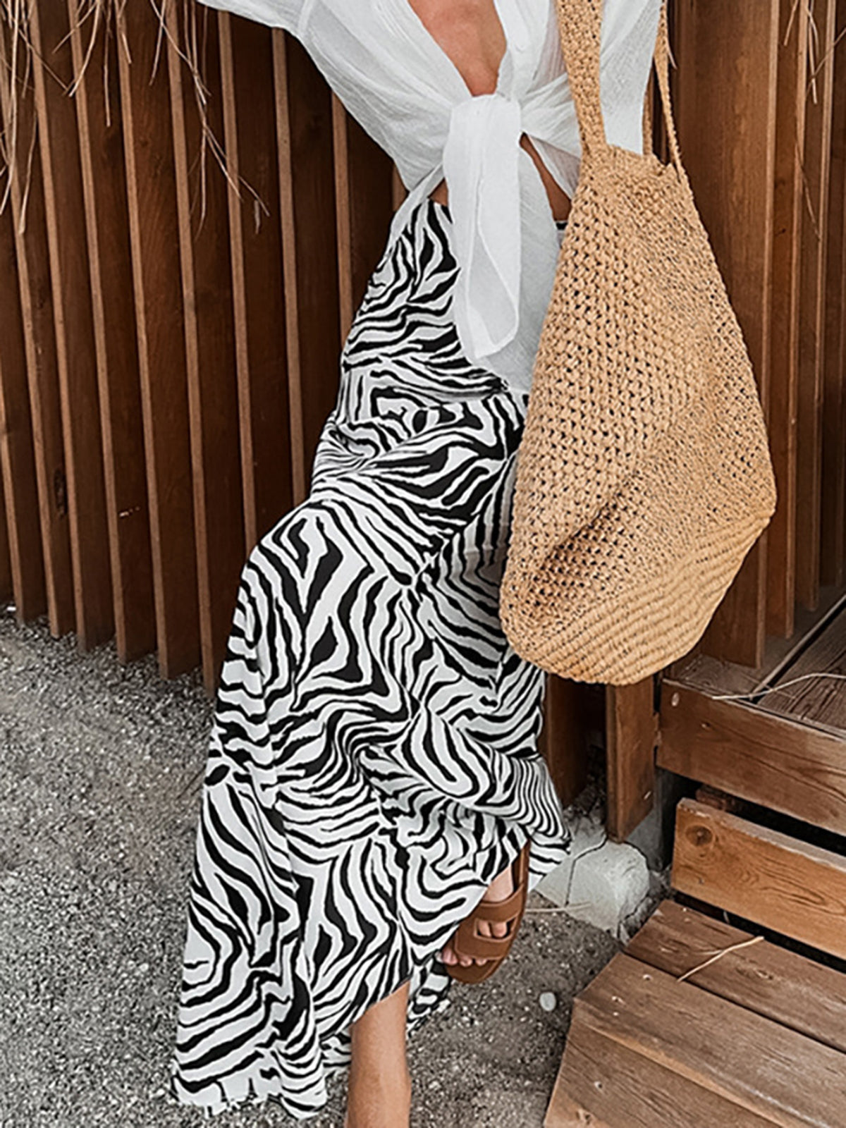 Zebra Desenli Maxi Etek Shine Aura