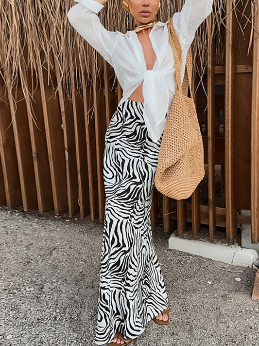 Zebra Desenli Maxi Etek Shine Aura