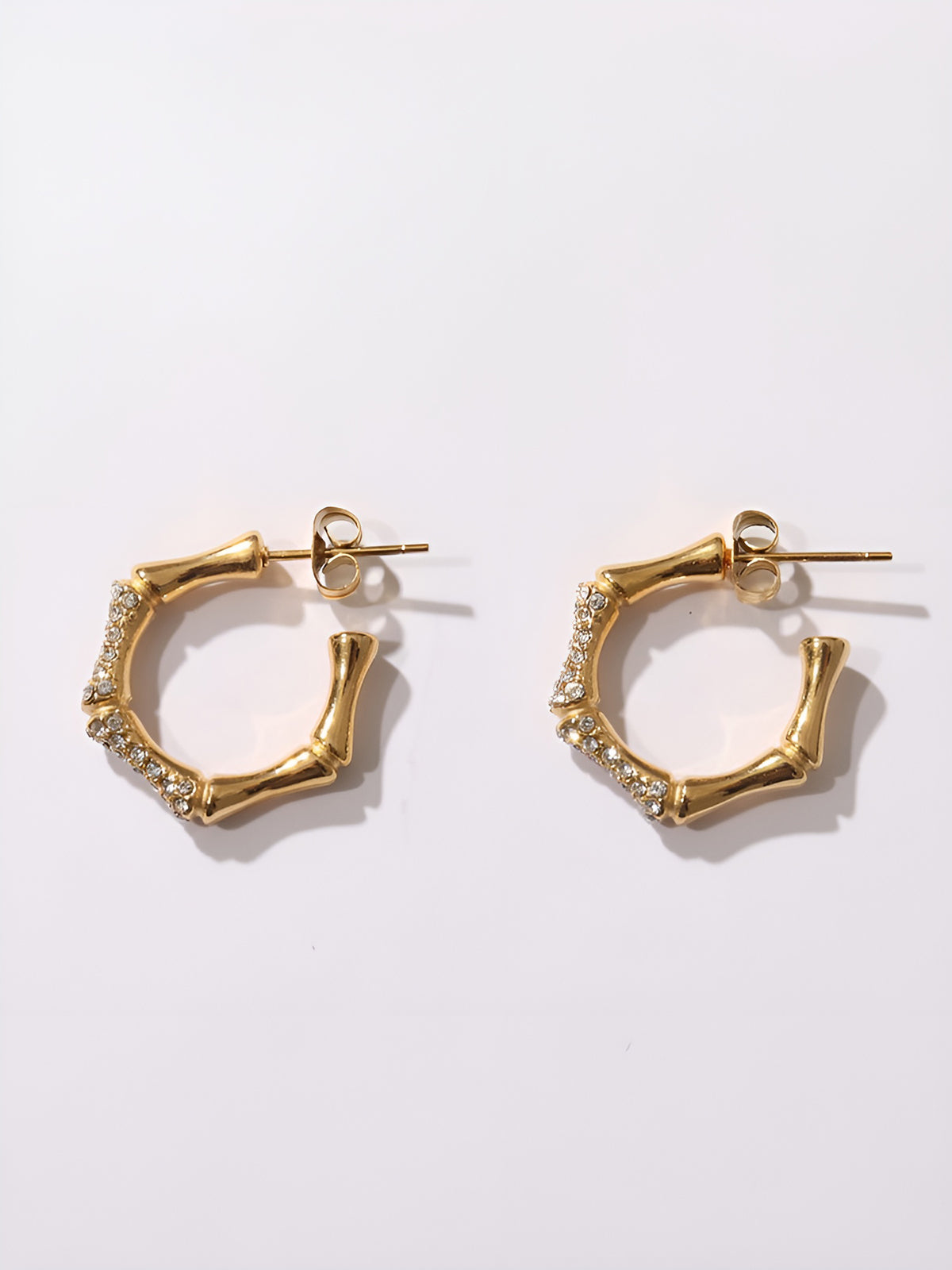 Bamboo Rhinestone Hoop Earrings THESVELTECHIC