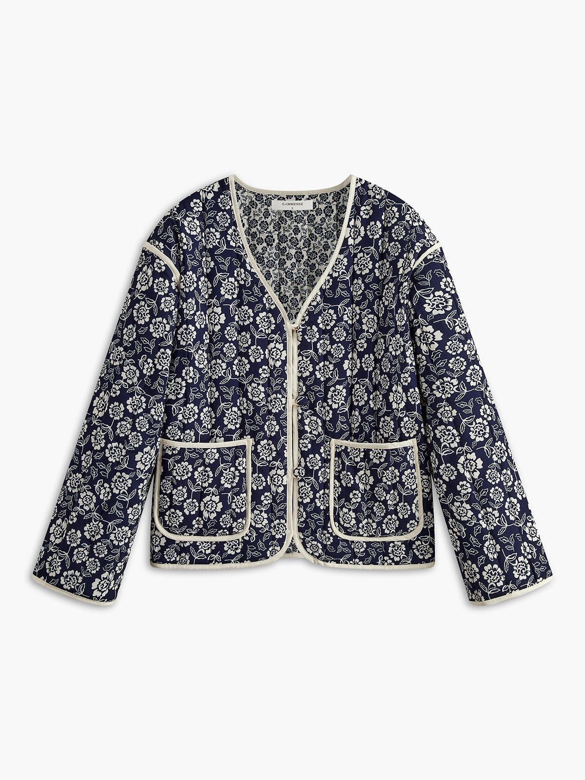 Floral Printed Pockets Winter Coat Quvarse