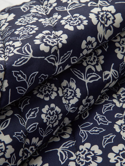 Floral Printed Pockets Winter Coat Quvarse