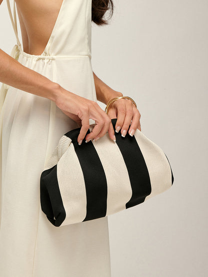 İki Tonlu Çizgili Clutch Çanta THESVELTECHIC