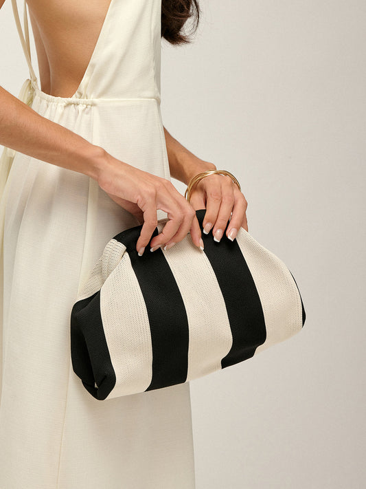 İki Tonlu Çizgili Clutch Çanta THESVELTECHIC