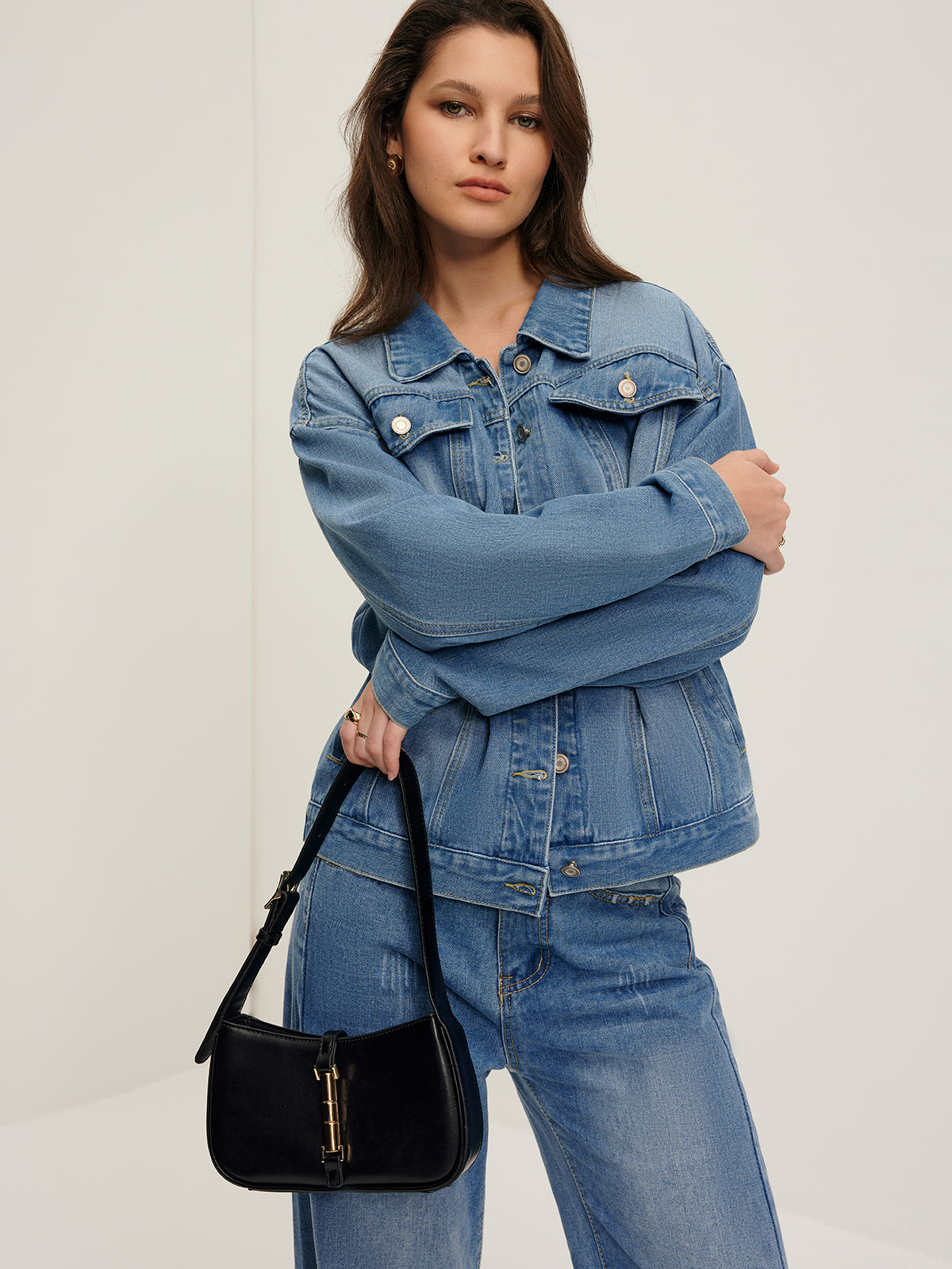 Yaka Cep Denim Ceket Quvarse