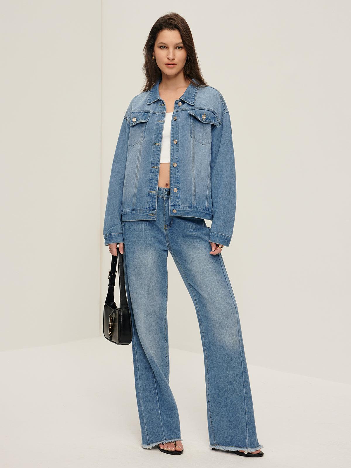 Yaka Cep Denim Ceket Quvarse