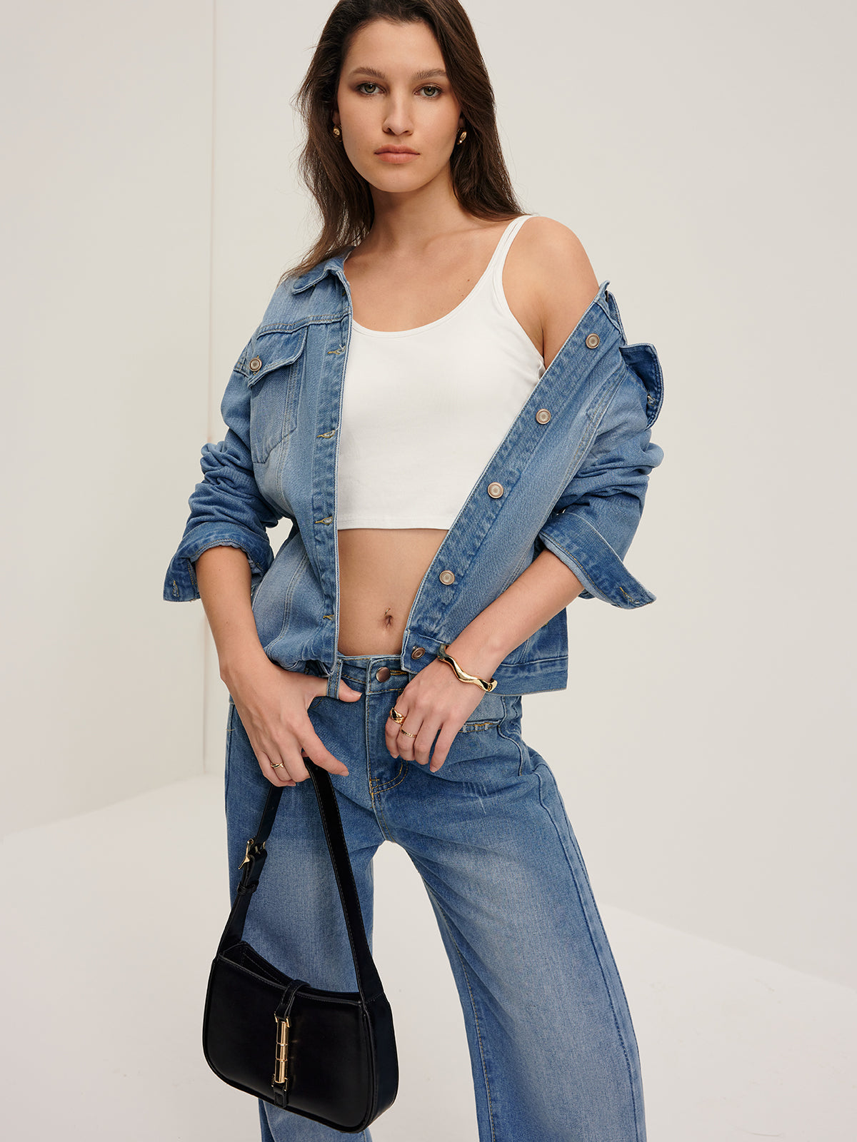 Yaka Cep Denim Ceket Quvarse