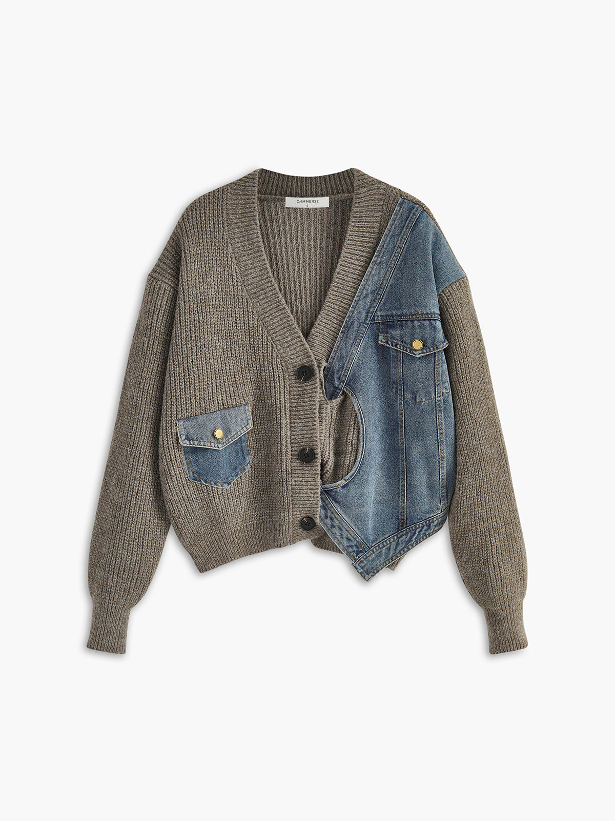 Asimetrik Patchwork Cepli Hırka Siaora