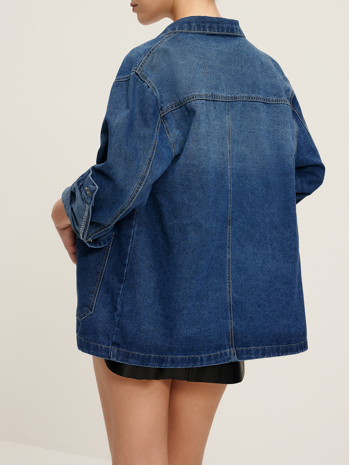 Sıradan Göğüslü Reverek Denim Ceket Quvarse