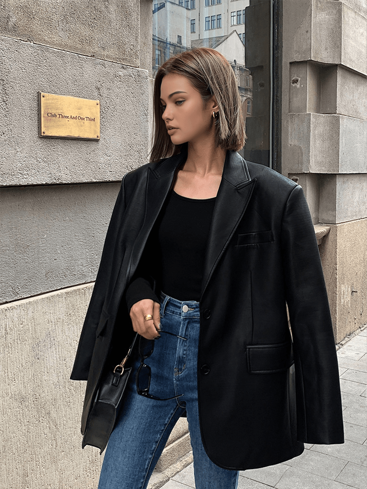 Eternal Noir Leather Blazer Siaora