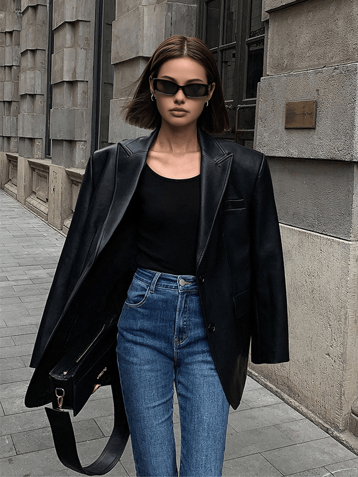 Eternal Noir Leather Blazer Siaora