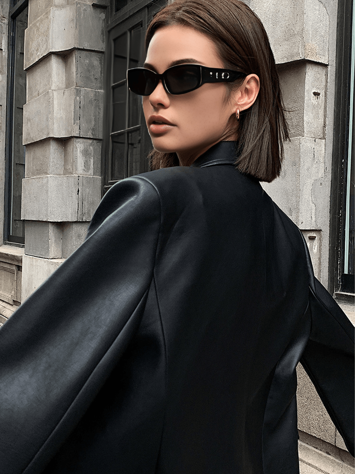 Eternal Noir Leather Blazer Siaora
