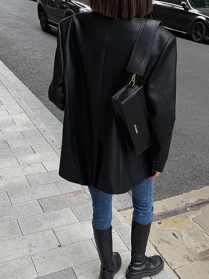 Eternal Noir Leather Blazer Siaora