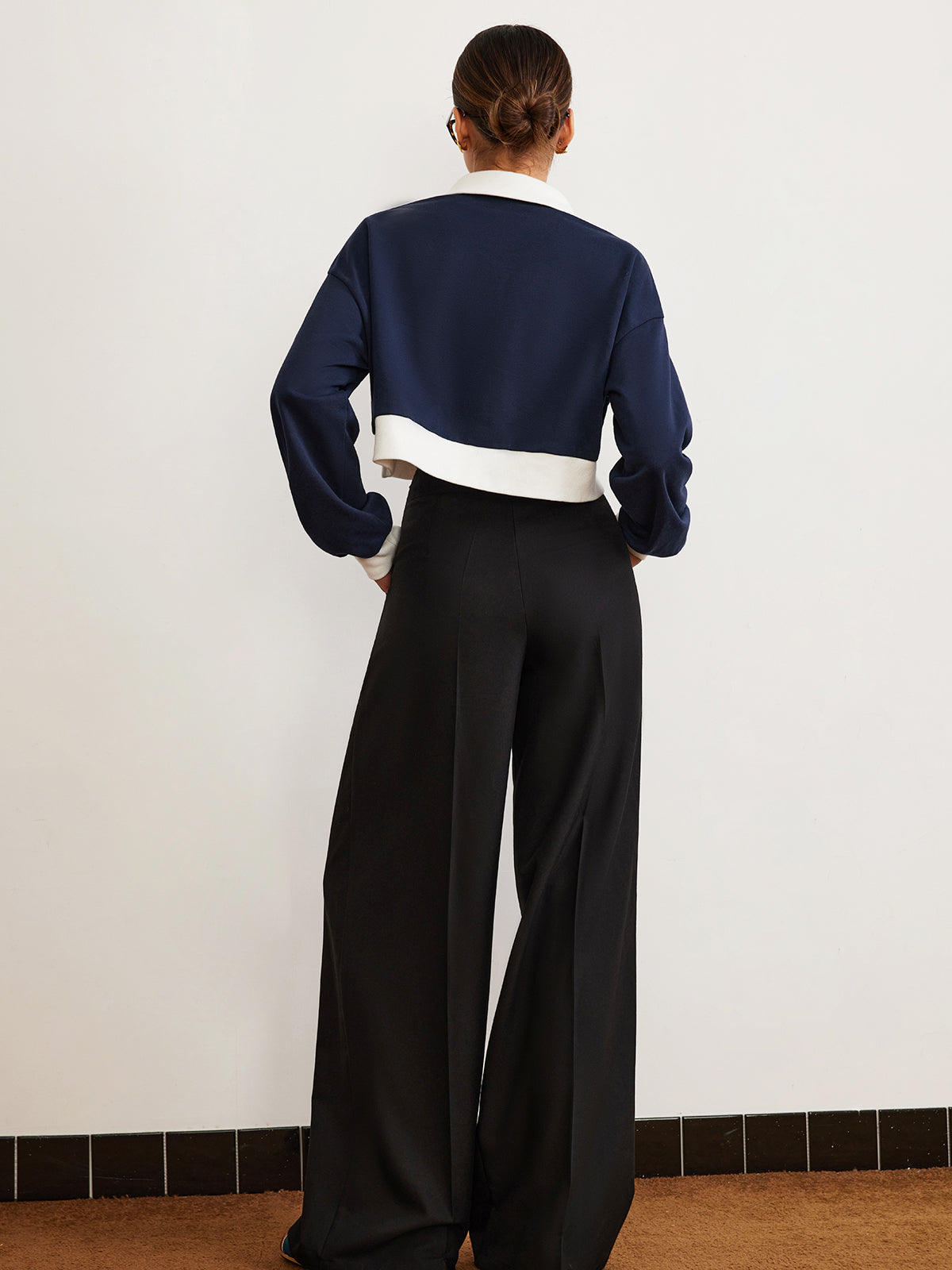 Yamalı Polo Crop Sweatshirt Siaora