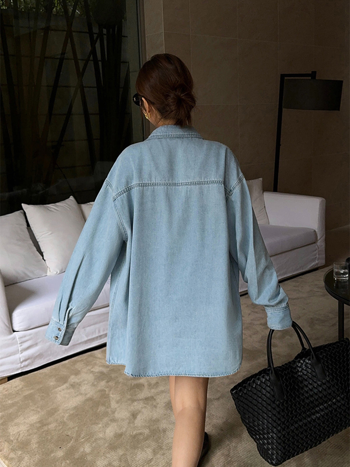 Yaka Cep Denim Ceket Quvarse