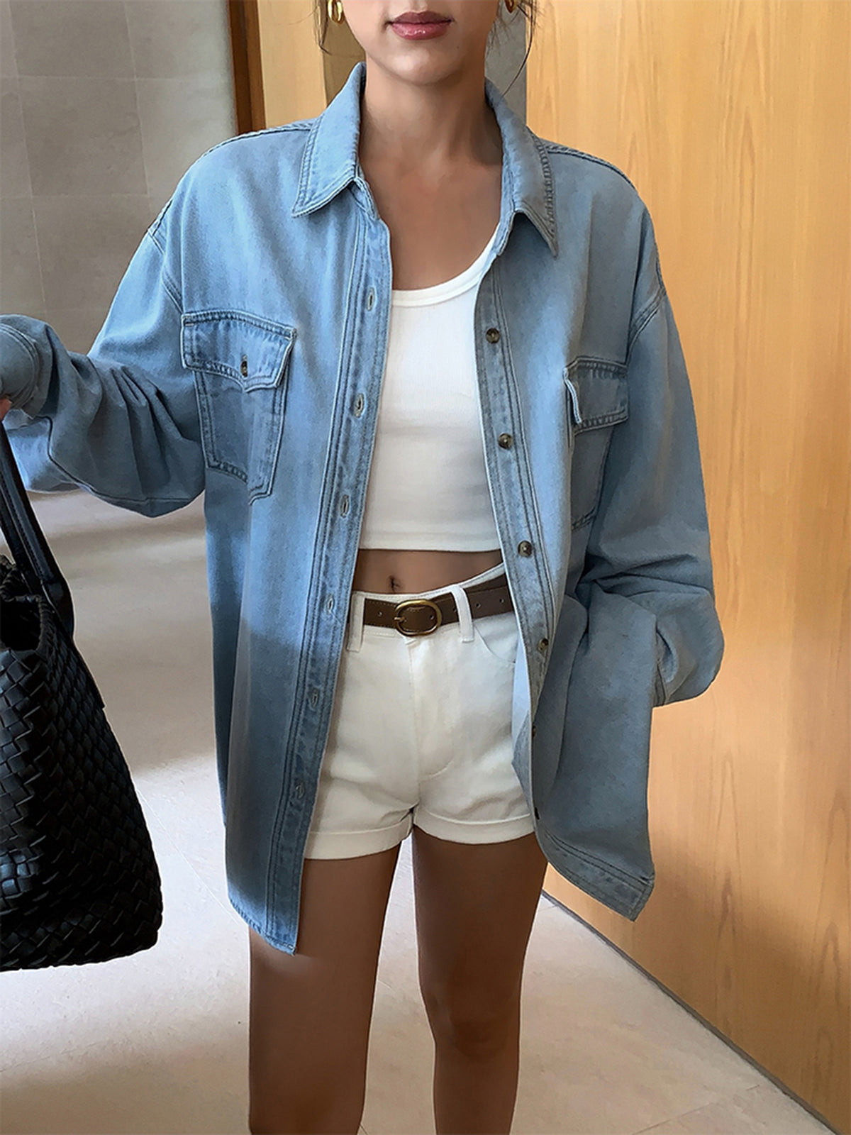Yaka Cep Denim Ceket Quvarse