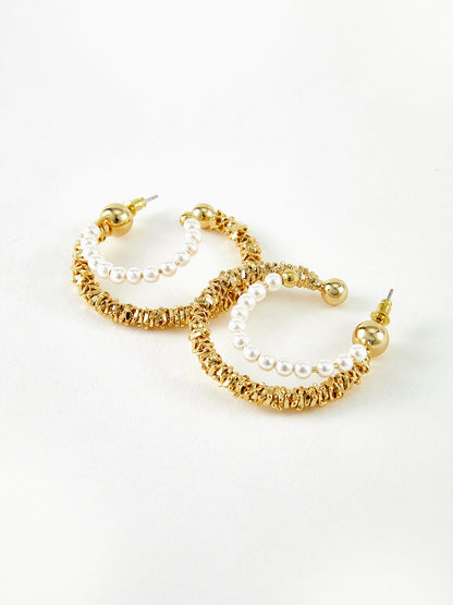 Double Layer Pearl Hoop Earrings THESVELTECHIC