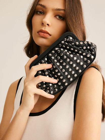 İşlemeli Plise Clutch Çanta THESVELTECHIC
