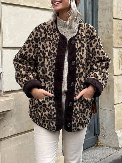 Leopar Desenli Kış Kabanı THESVELTECHIC