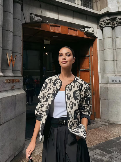 Leopard Desenli Şık Ceket Siaora
