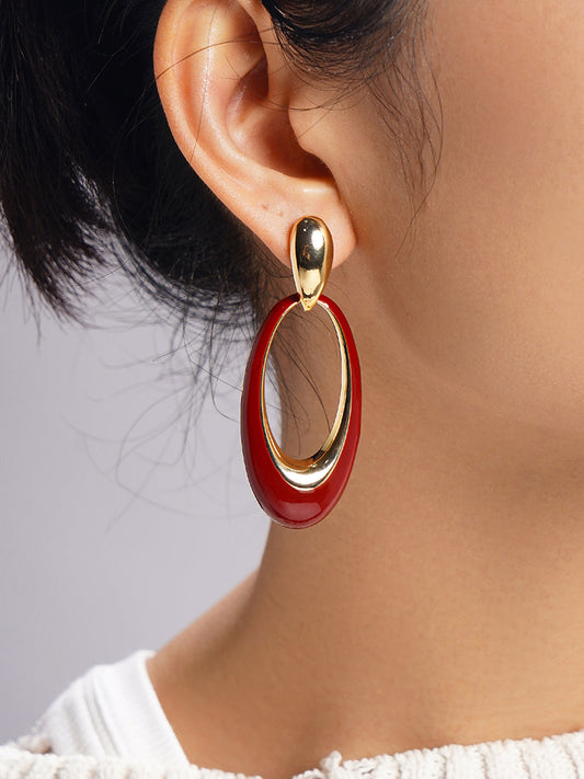 Oil Drop Oval Hoop Earrings THESVELTECHIC