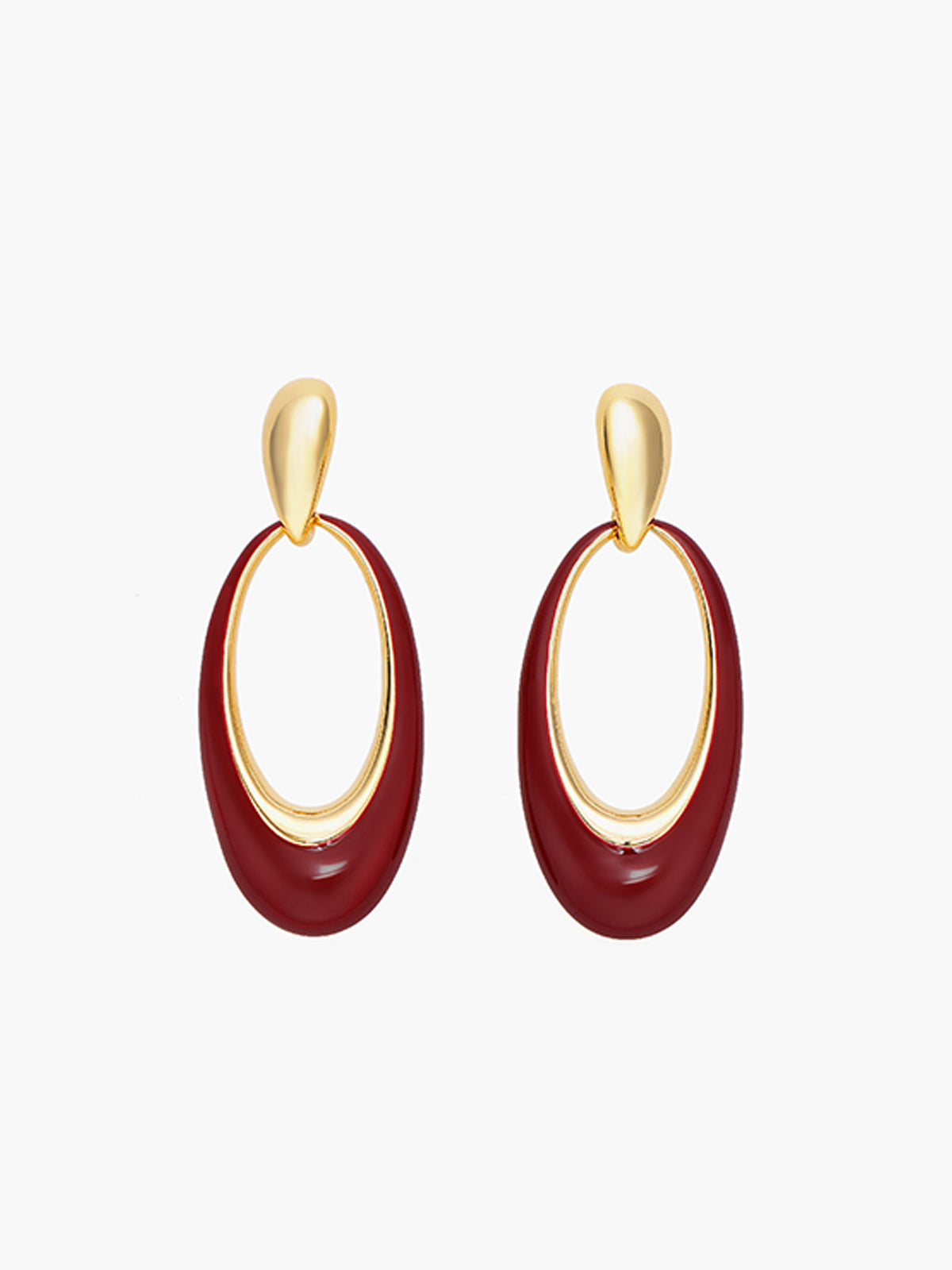 Oil Drop Oval Hoop Earrings THESVELTECHIC