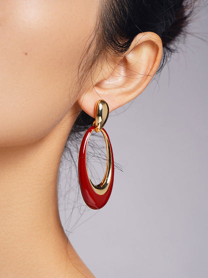 Oil Drop Oval Hoop Earrings THESVELTECHIC
