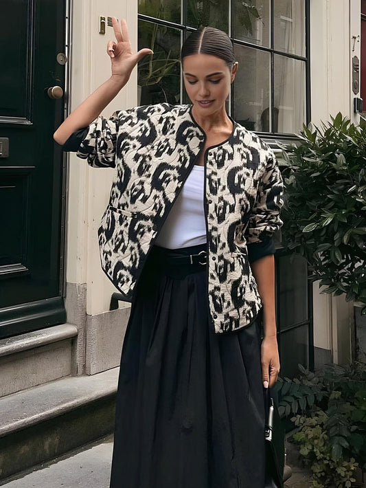 Leopard Desenli Şık Ceket Siaora