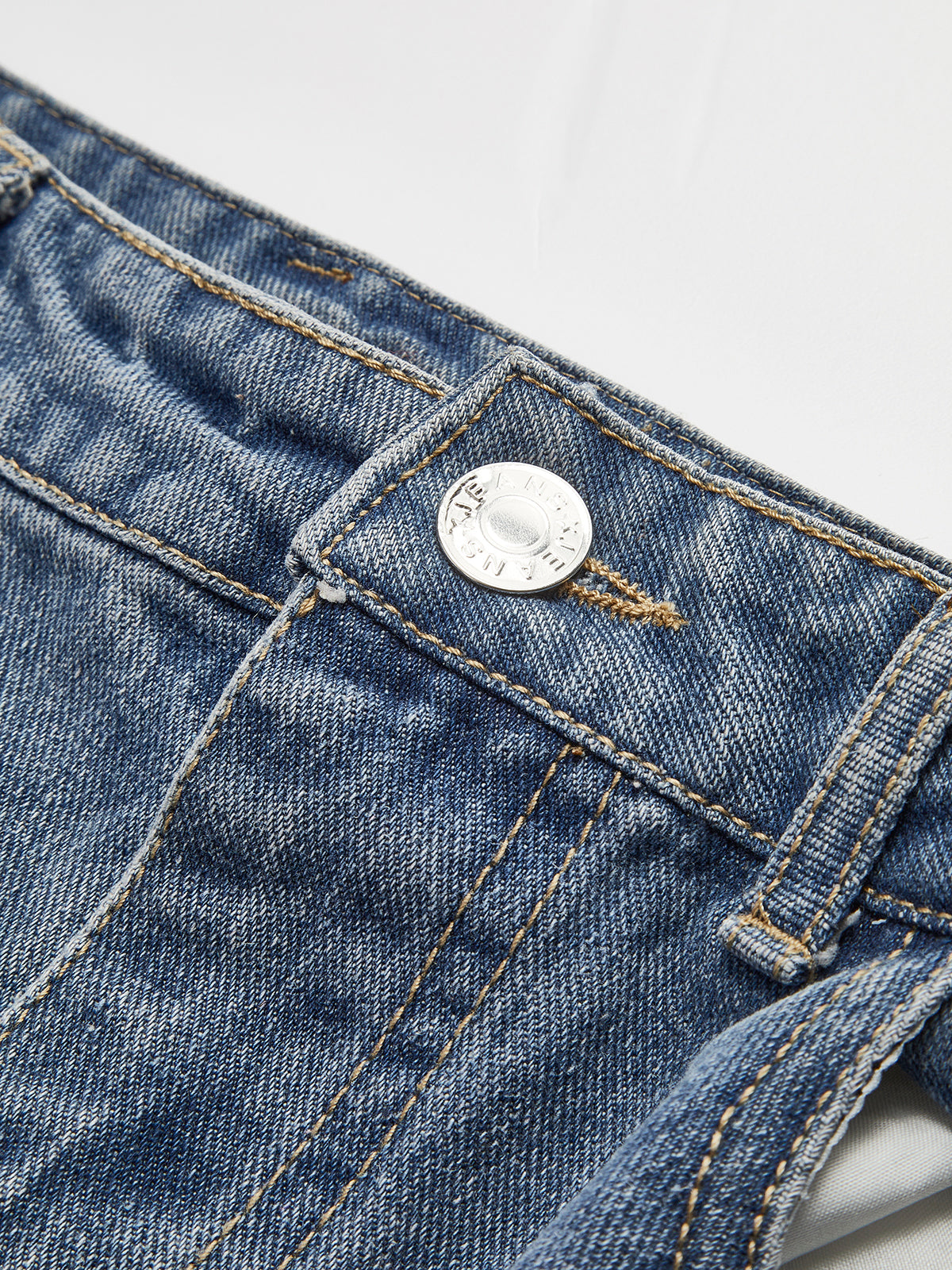 Yüksek Bel Yırtmaçlı Denim Midi Etek Shine Aura