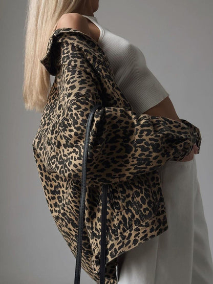 Leopar Desenli Oversize Kot Ceket Siaora