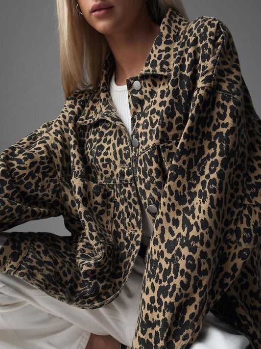 Leopar Desenli Oversize Kot Ceket Siaora