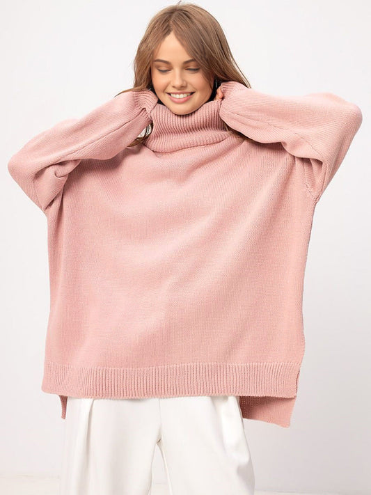 Yarık Yüksek Yaka Oversize Kazak Shine Aura