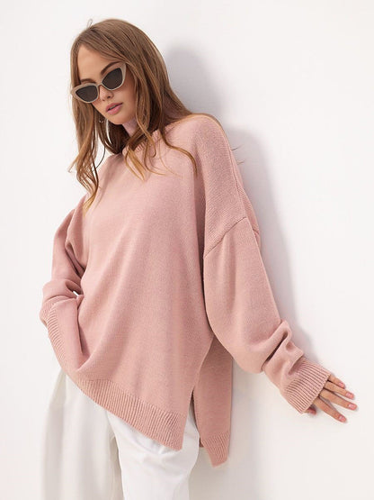 Yarık Yüksek Yaka Oversize Kazak Shine Aura