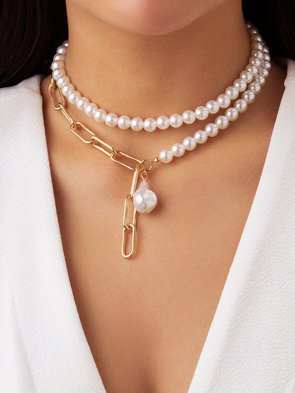 Barok İnci Boncuklu Zincir Kolye THESVELTECHIC