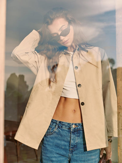 Beige Elegance Crop Ceket Siaora