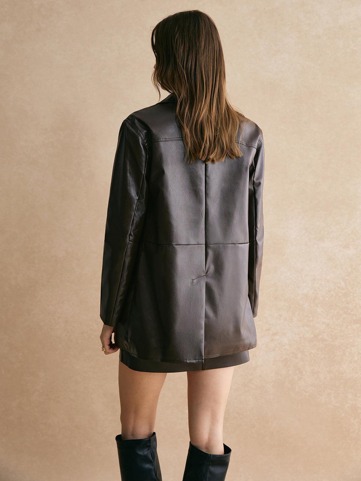 Urban Luxe Deri Blazer Ceket Siaora