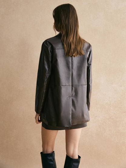 Urban Luxe Deri Blazer Ceket Siaora