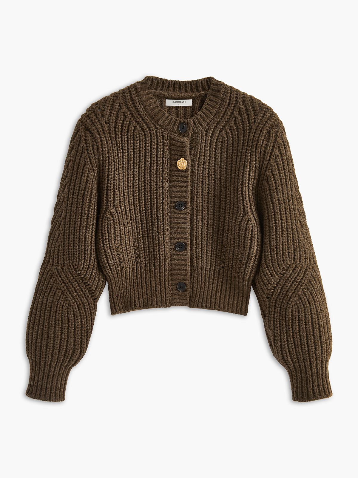 Yuvarlak Yaka Metal Detaylı Crop Hırka Siaora