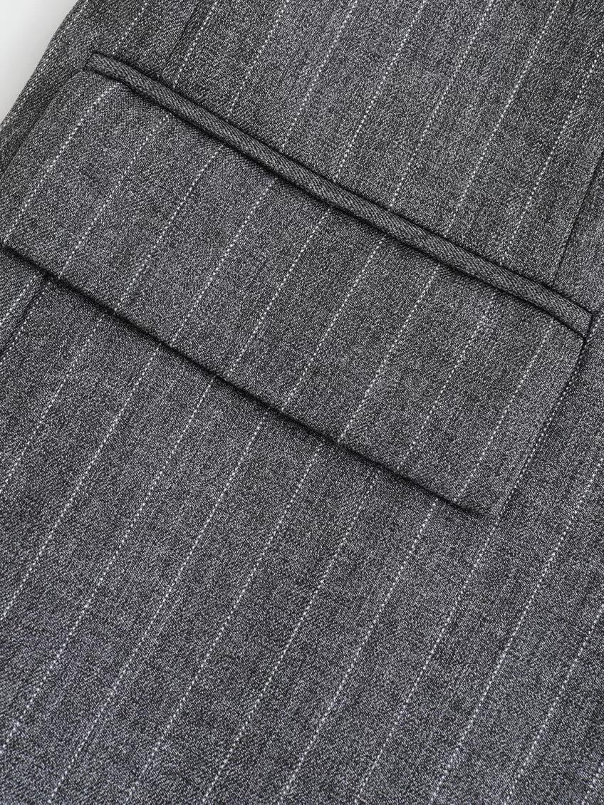 Gri Çizgili Oversize Blazer Ceket Siaora