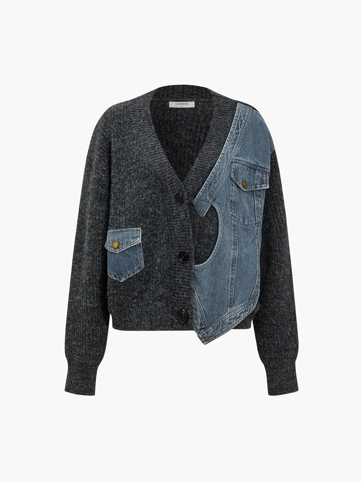 Asimetrik Patchwork Cepli Hırka Siaora