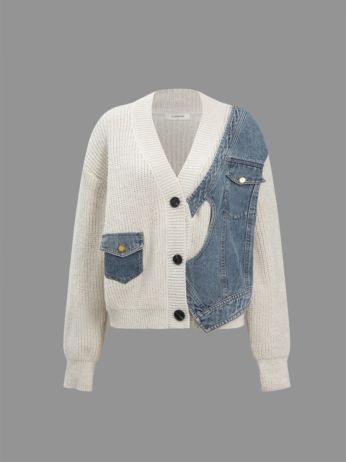 Asimetrik Patchwork Cepli Hırka Siaora