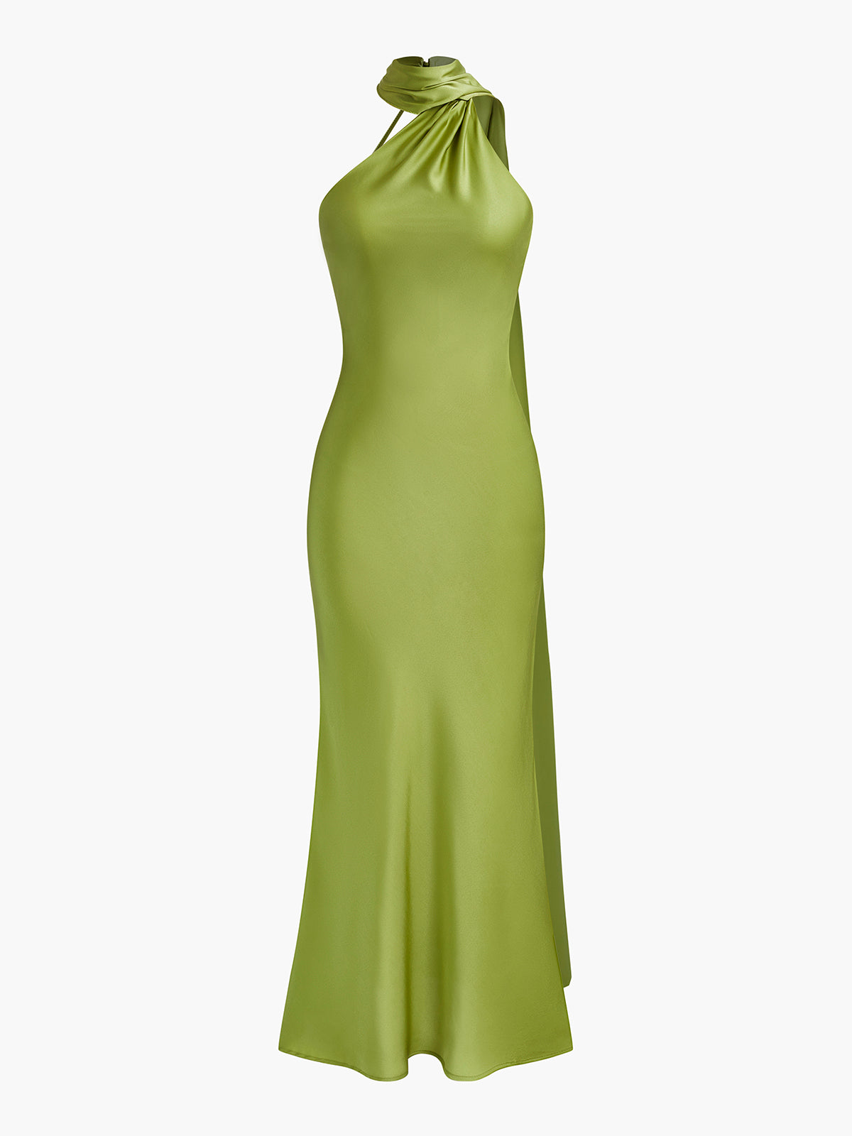 Sırtı Açık Saten Halter Abiye Elbise THESVELTECHIC