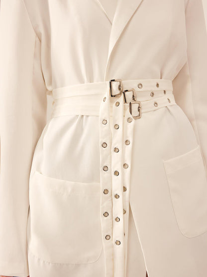 White Grace Belted Blazer Ceket Siaora