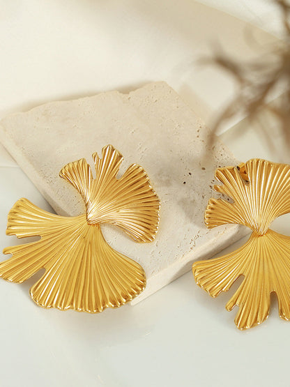Ginkgo Yaprağı Dalgalı Küpeler THESVELTECHIC