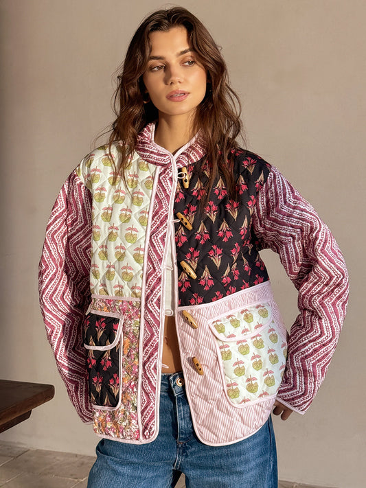 Boheme Çiçek Desenli Kış Palto THESVELTECHIC