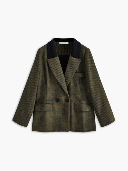 Haki Ekose Desenli Blazer Ceket Siaora