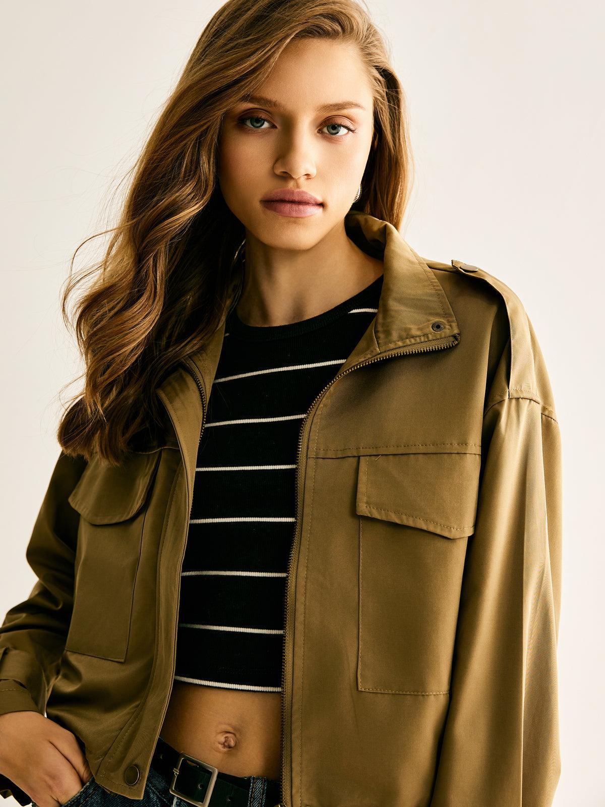 Bold Military Crop Ceket Siaora